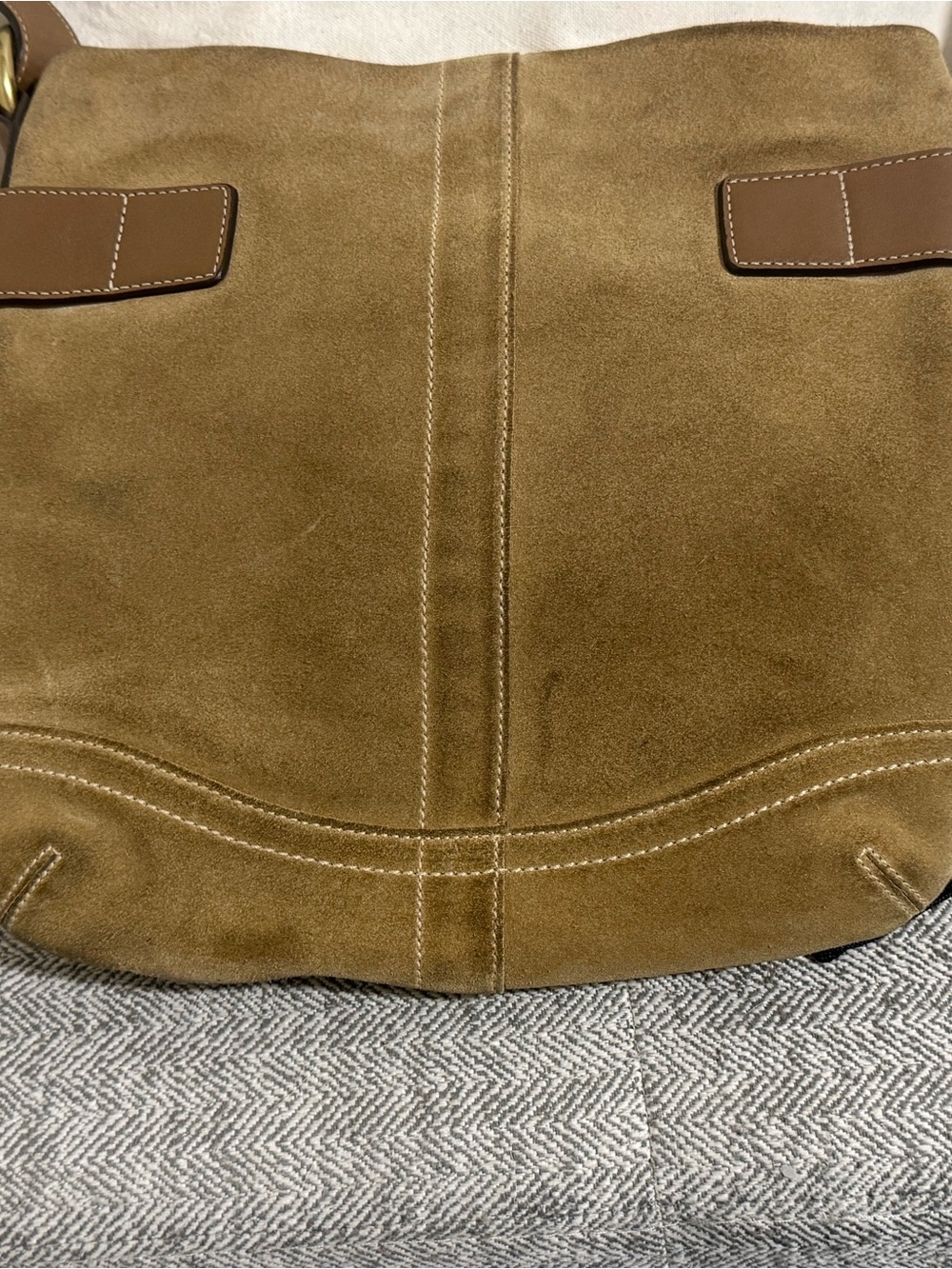 Brown Coach Man Suede Messanger Bag